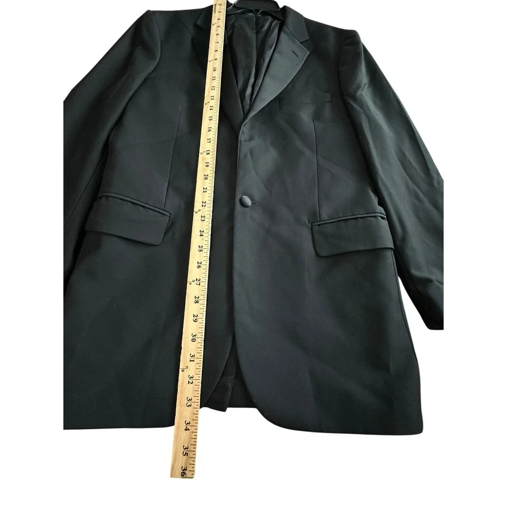 J Crew Shawl Collar Tuxedo Jacket Italian Wool 42L Long Black Red‎ Trim #HR-6